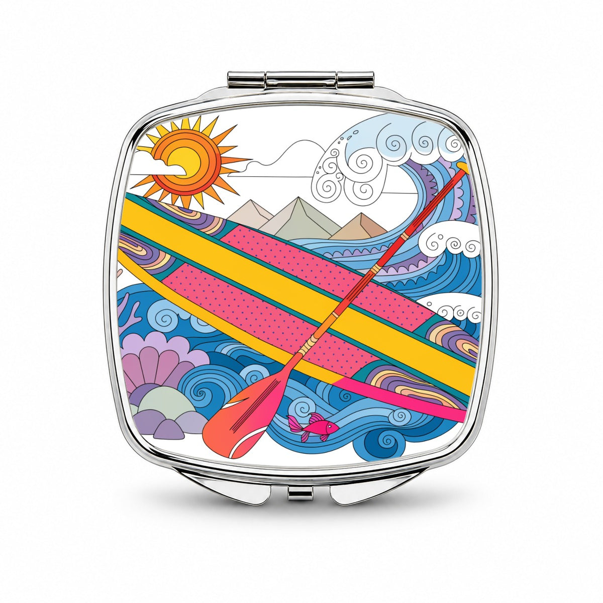 Paddleboarding Lake Sports Fun Small Travel Purse Handbag Pocket Makeup Compact Mirror