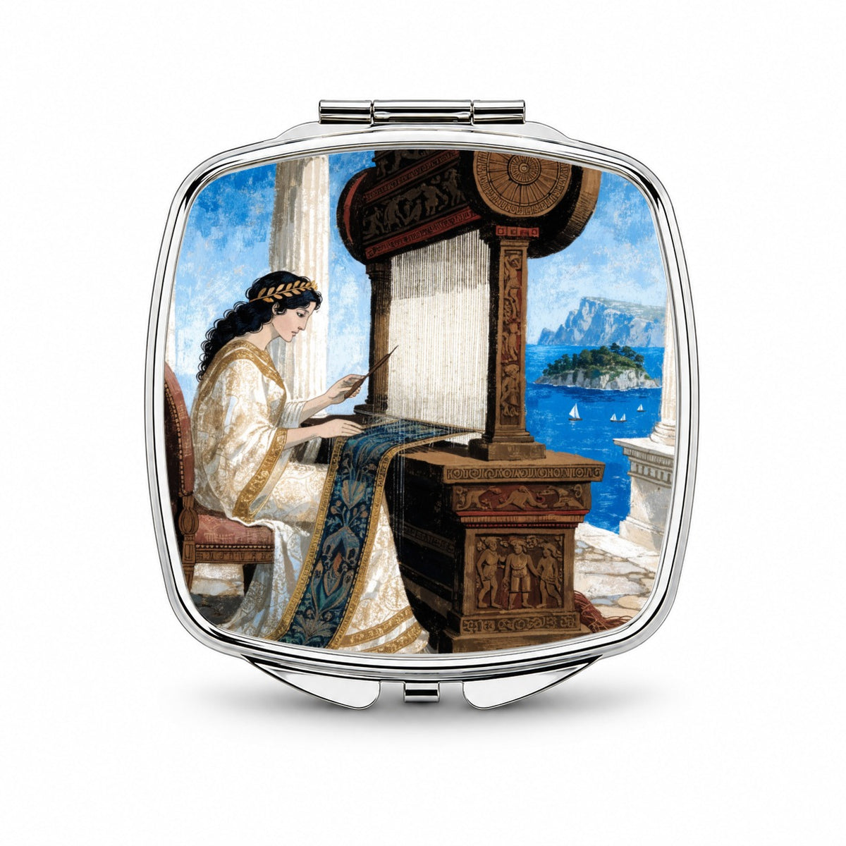 Penelope Greek Mythology Small Travel Purse Handbag Pocket Makeup Compact Mirror