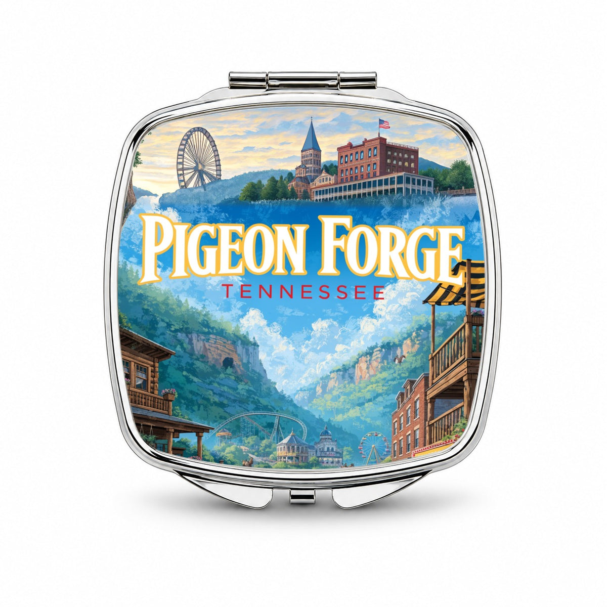 Pigeon Forge Tennessee Travel Small Travel Purse Handbag Pocket Makeup Compact Mirror