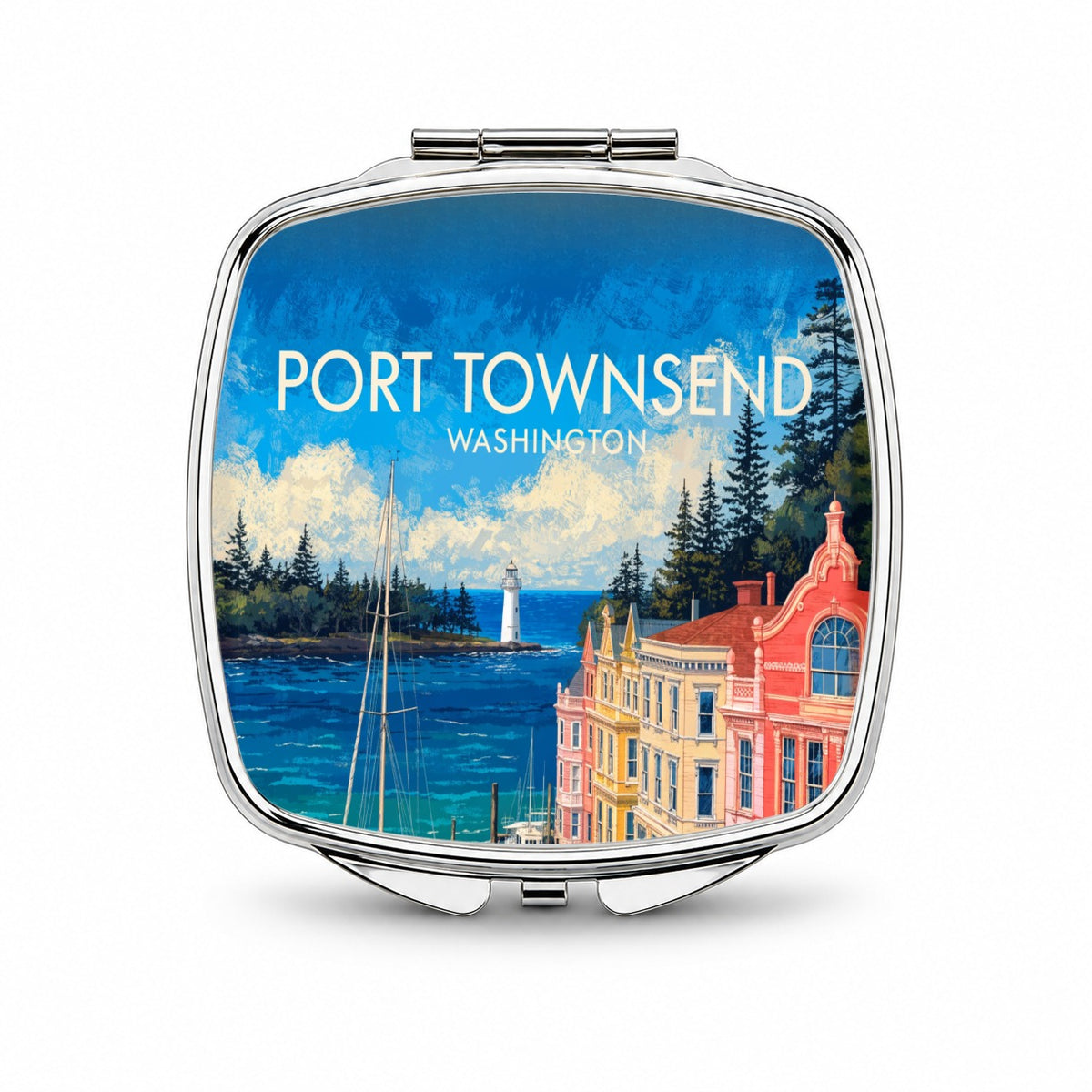 Port Townsend Washington Travel Small Travel Purse Handbag Pocket Makeup Compact Mirror