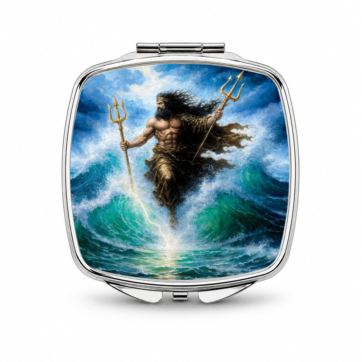 Poseidon Greek Sea God Small Travel Purse Handbag Pocket Makeup Compact Mirror