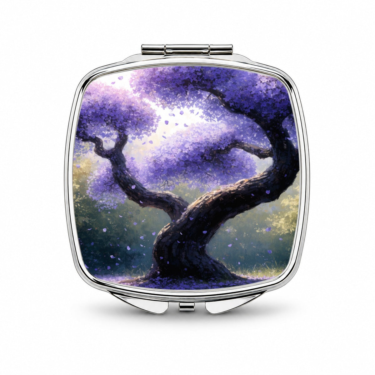 Purple Jacaranda Tree Small Travel Purse Handbag Pocket Makeup Compact Mirror