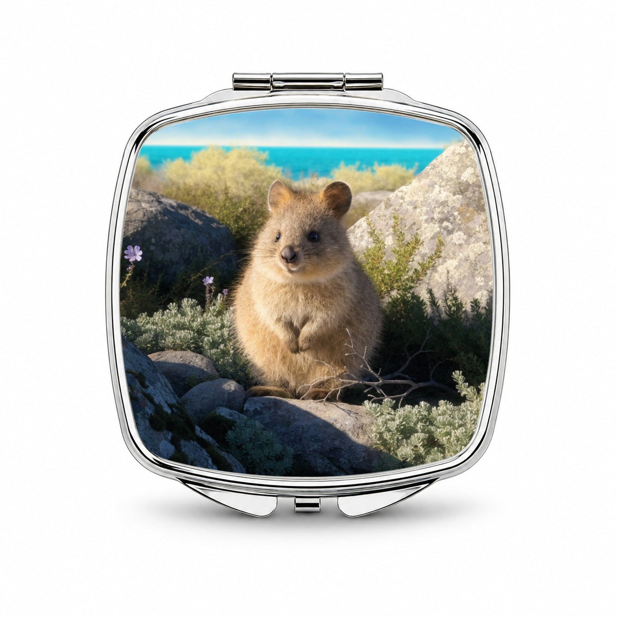 Quokka Island Landscape Small Travel Purse Handbag Pocket Makeup Compact Mirror