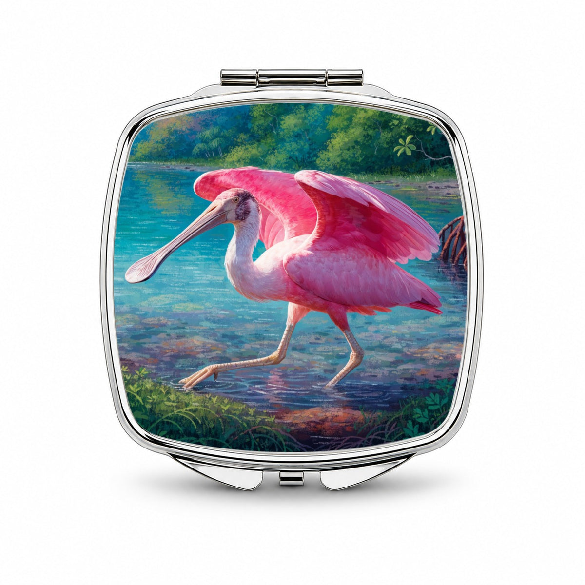 Roseate Spoonbill Wetlands Small Travel Purse Handbag Pocket Makeup Compact Mirror
