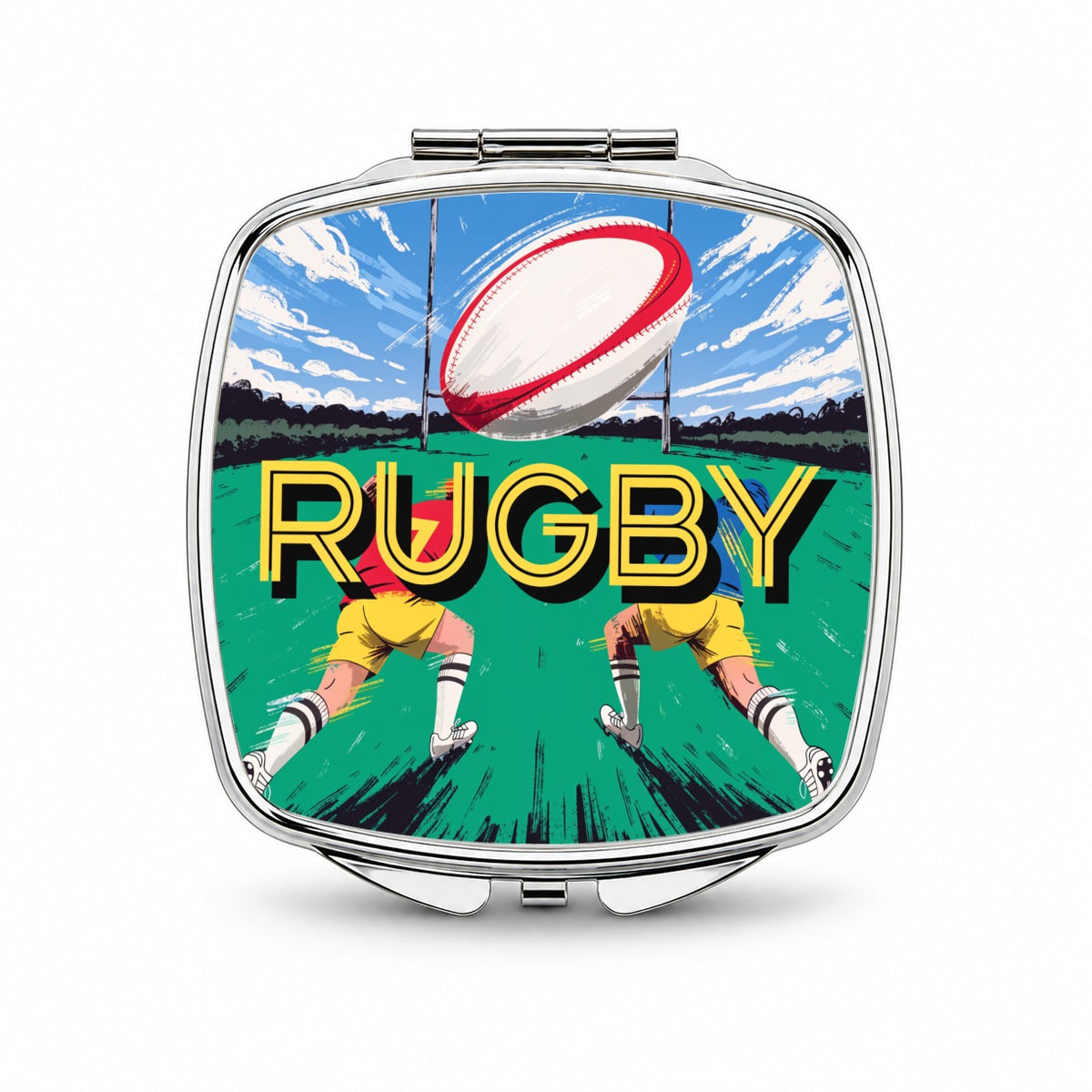 Rugby Ball Sports Small Travel Purse Handbag Pocket Makeup Compact Mirror