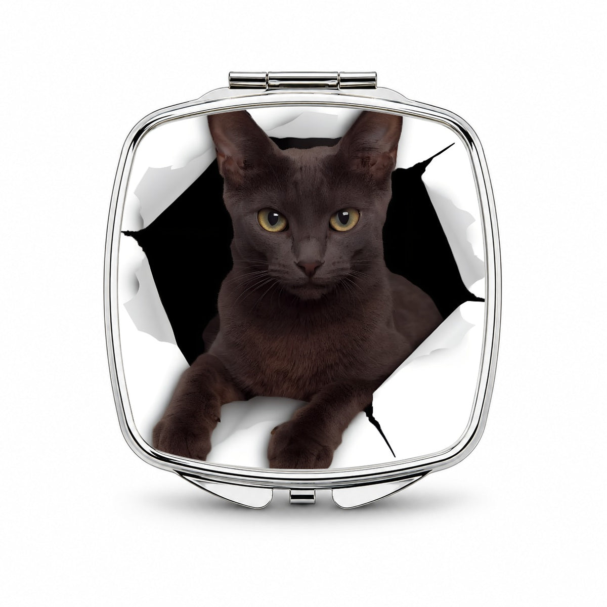 Russian Blue Cat Breakout Small Travel Purse Handbag Pocket Makeup Compact Mirror