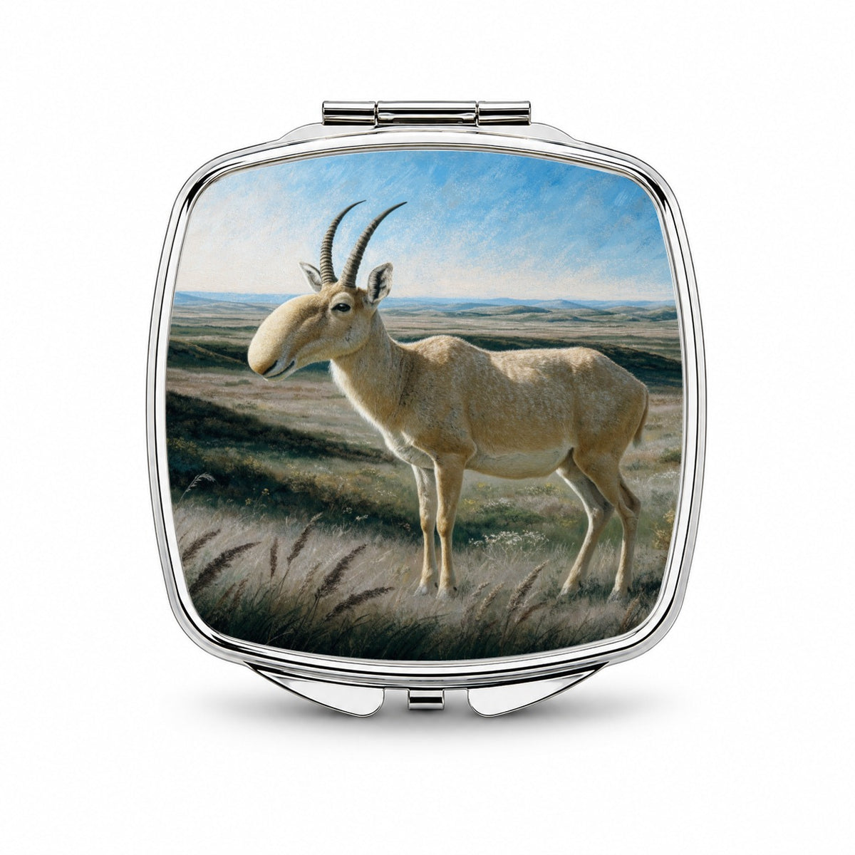 Saiga Antelope Steppe Small Travel Purse Handbag Pocket Makeup Compact Mirror