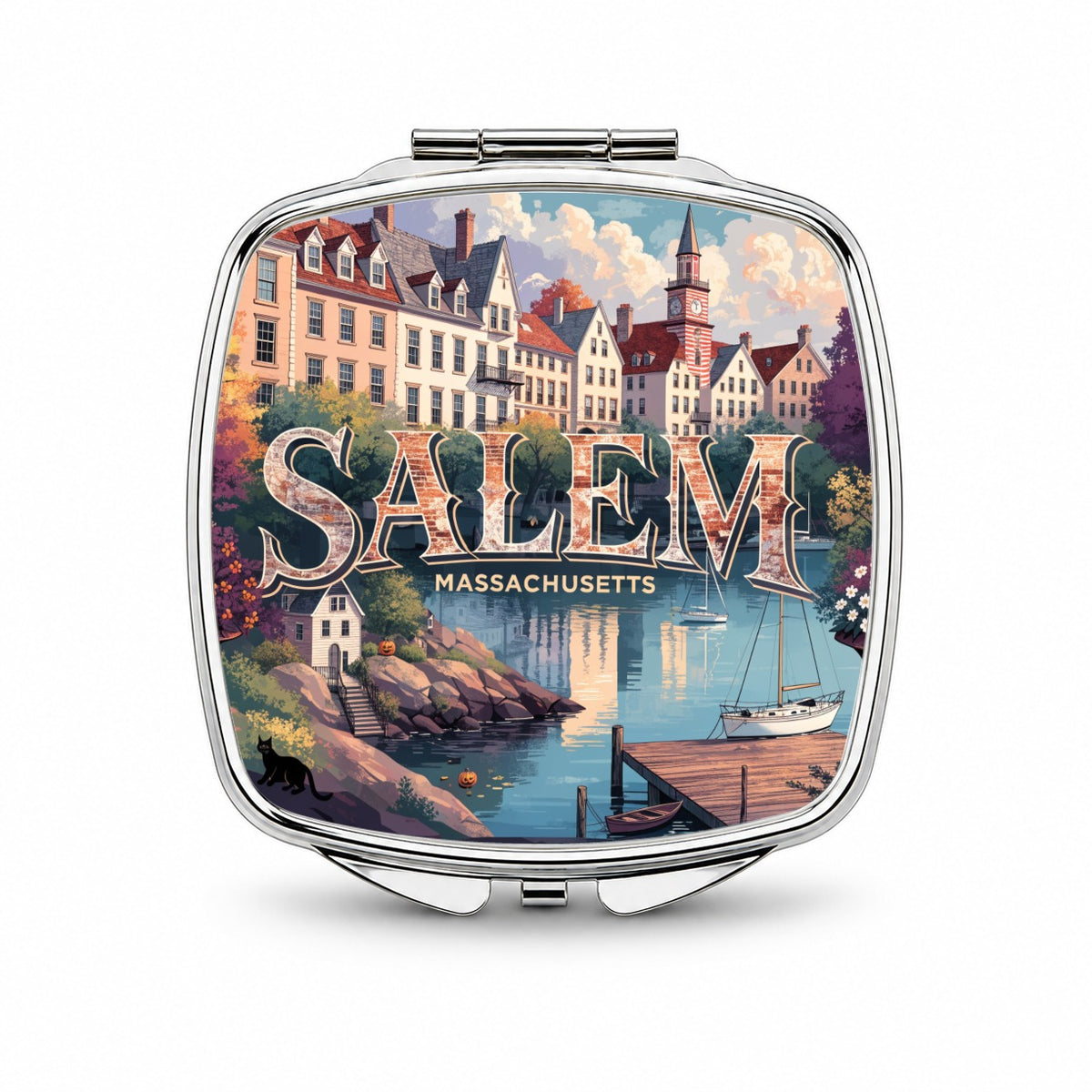 Salem Massachusetts Travel Small Travel Purse Handbag Pocket Makeup Compact Mirror