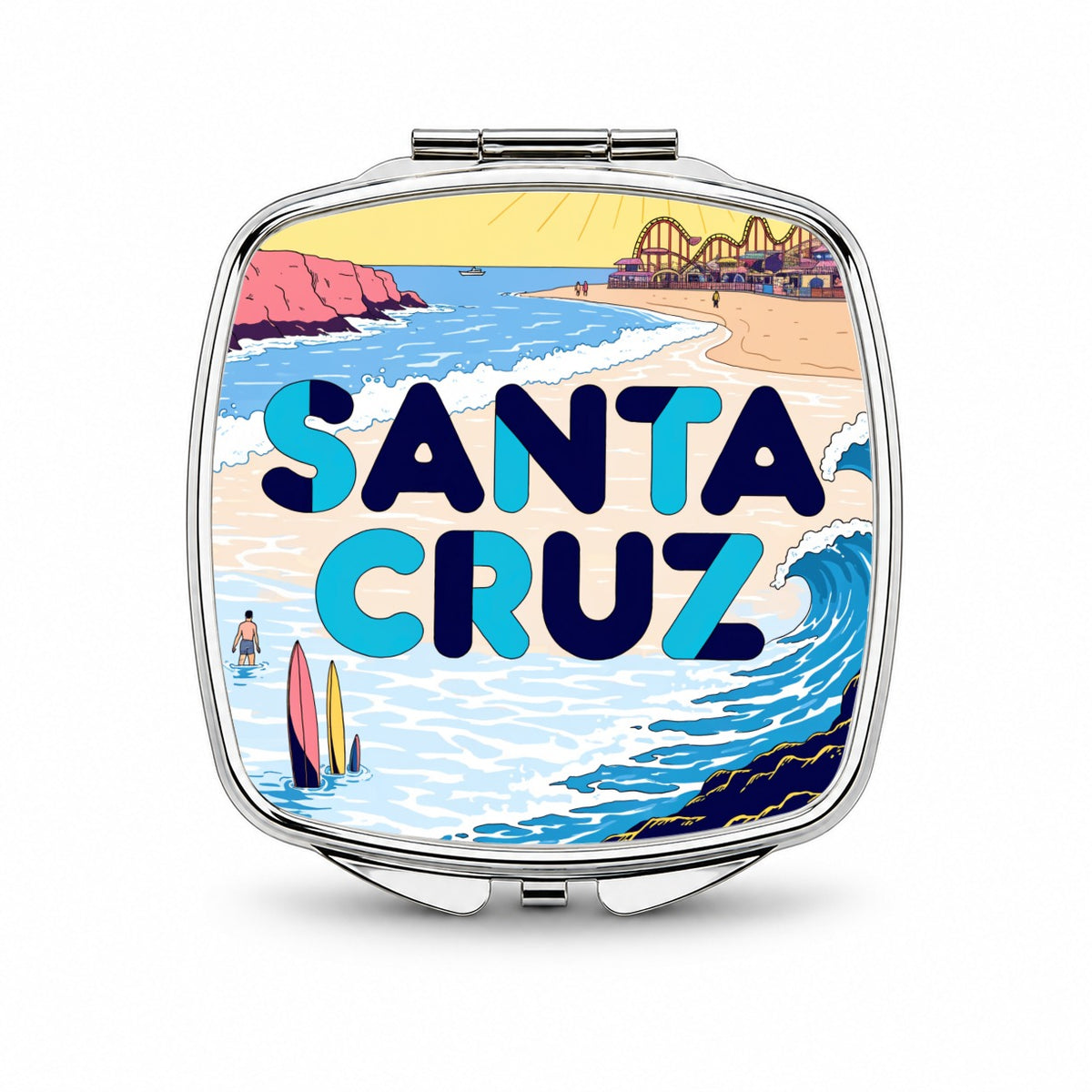 Santa Cruz Beach Travel Small Travel Purse Handbag Pocket Makeup Compact Mirror