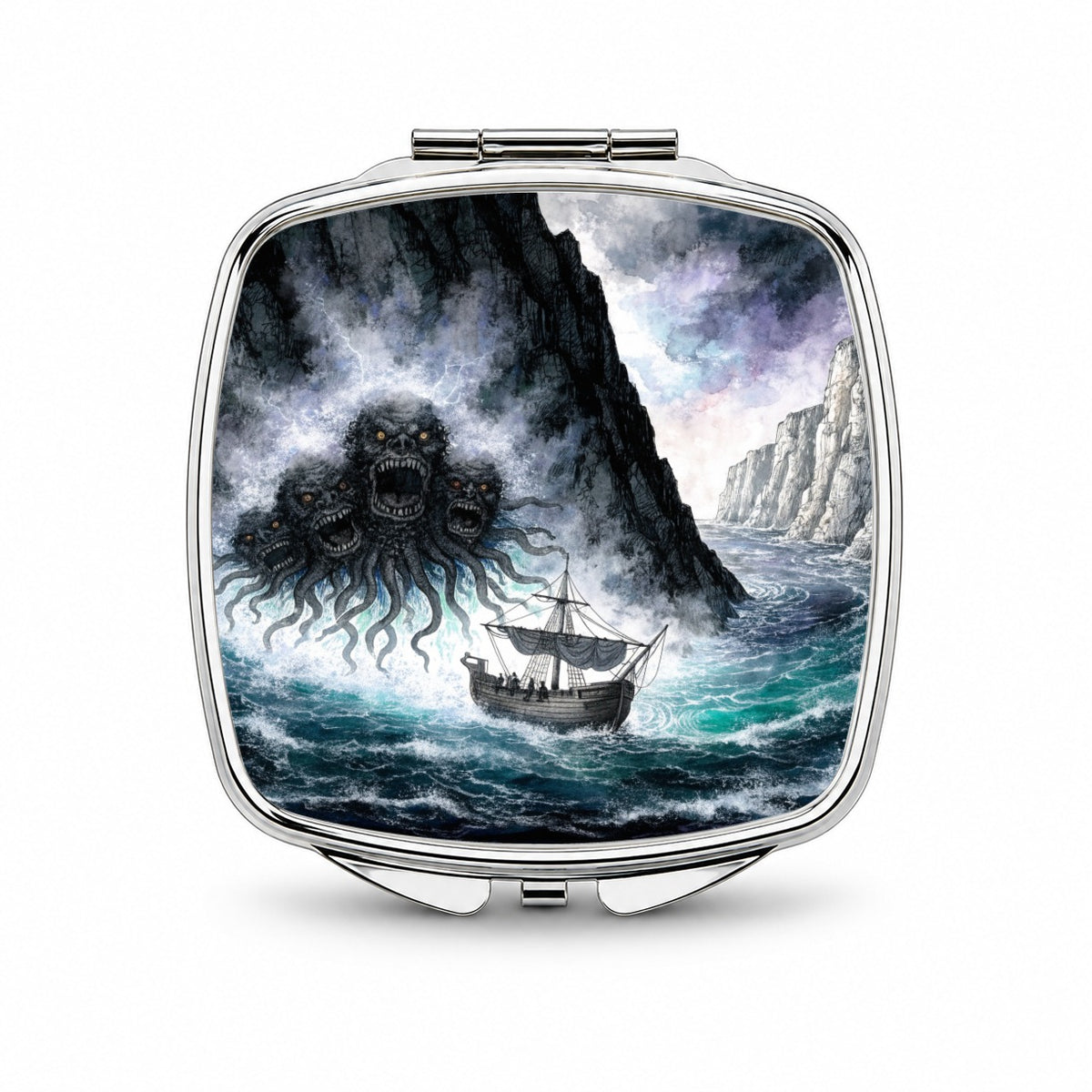 Scylla Greek Sea Monster Small Travel Purse Handbag Pocket Makeup Compact Mirror