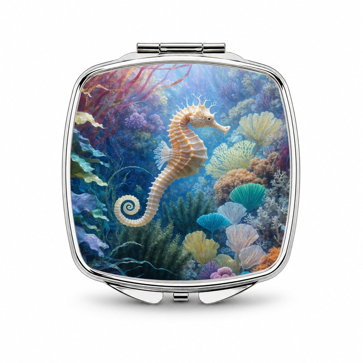 Seahorse Coral Reef Small Travel Purse Handbag Pocket Makeup Compact Mirror