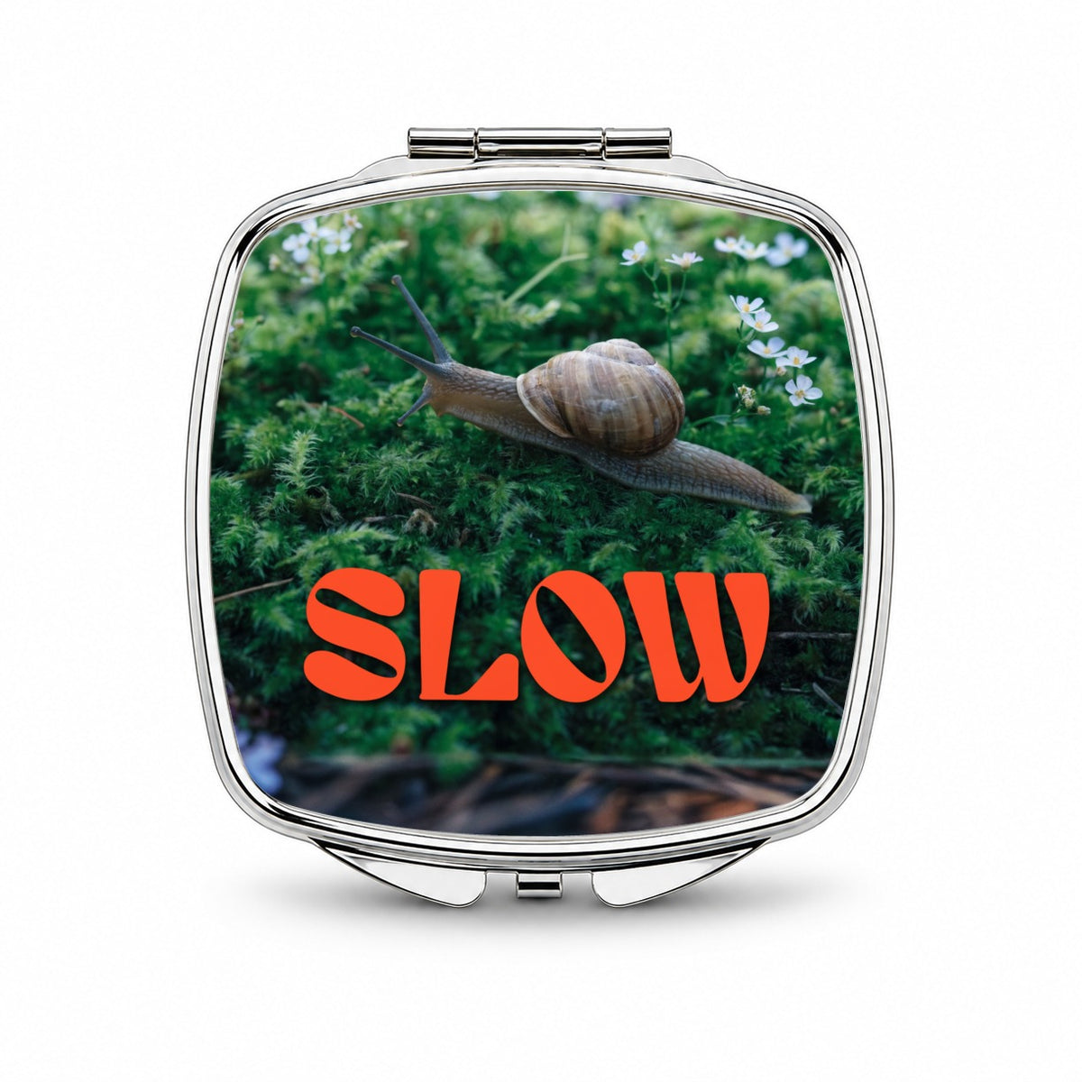 Slow Snail Funny Small Travel Purse Handbag Pocket Makeup Compact Mirror
