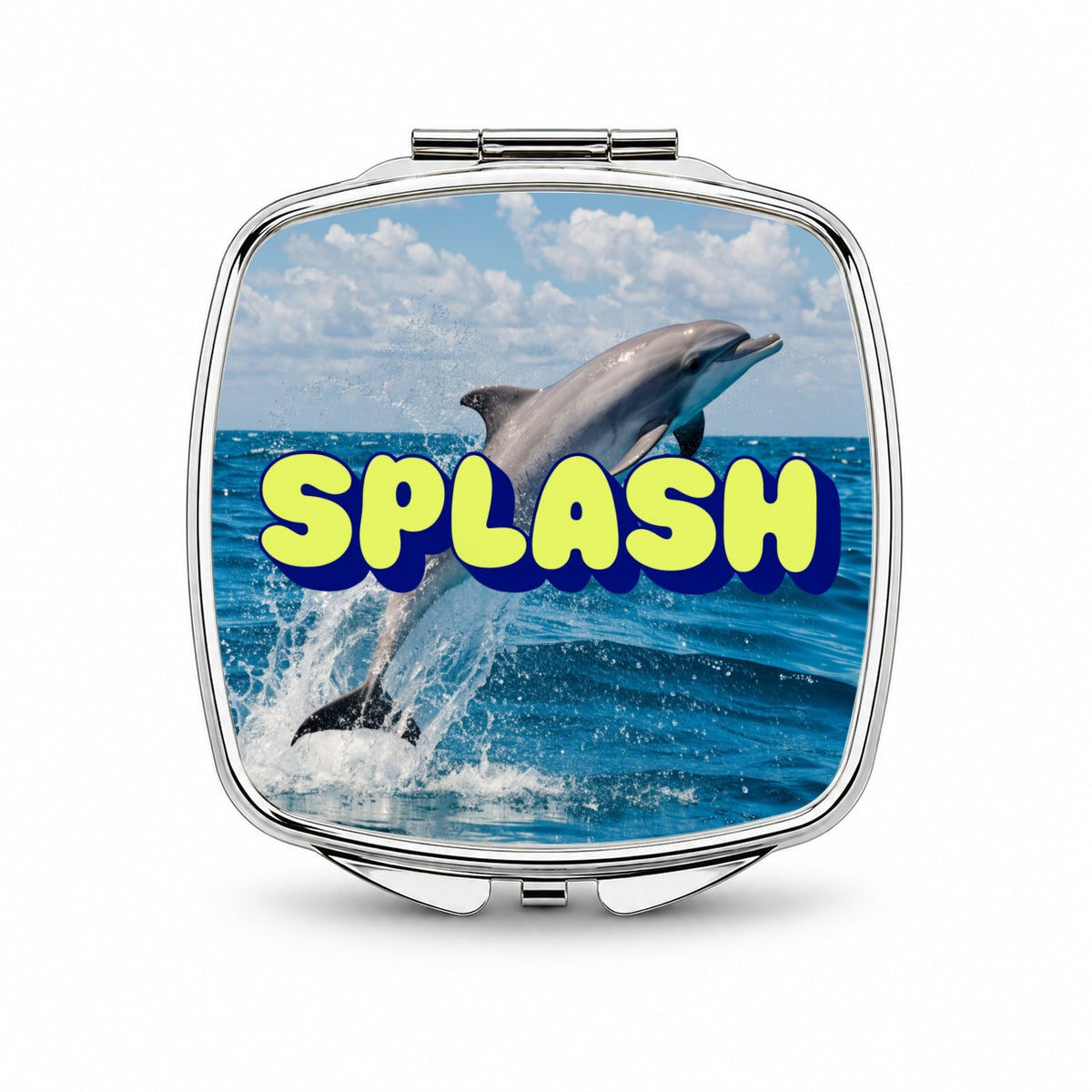 Splash Dolphin Jumping Fun Small Travel Purse Handbag Pocket Makeup Compact Mirror