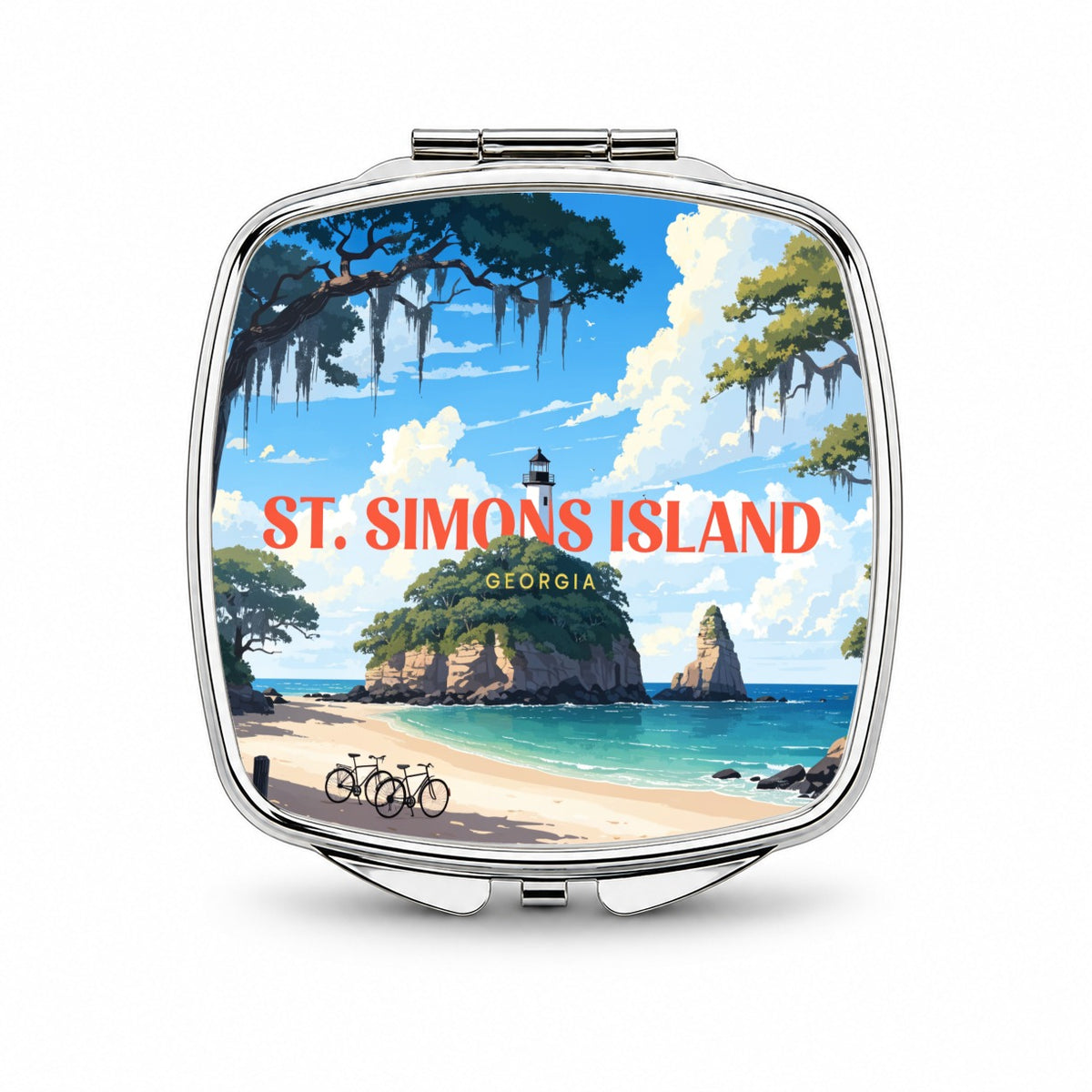 St Simons Island Georgia Travel Small Travel Purse Handbag Pocket Makeup Compact Mirror