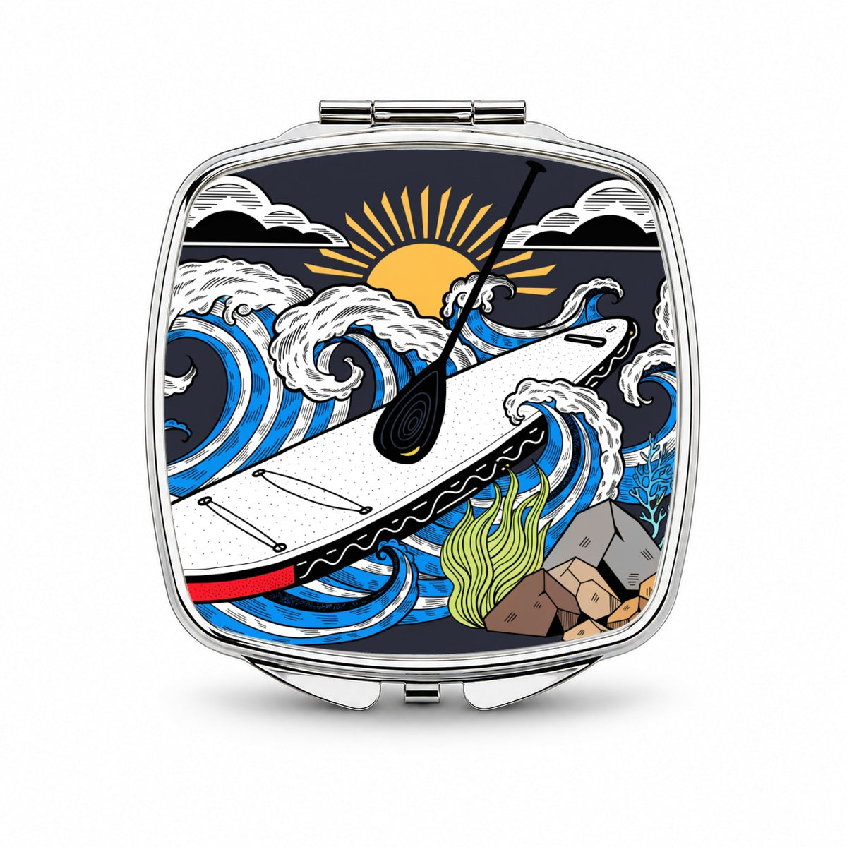 Stand Up Paddleboard Water Sport Small Travel Purse Handbag Pocket Makeup Compact Mirror