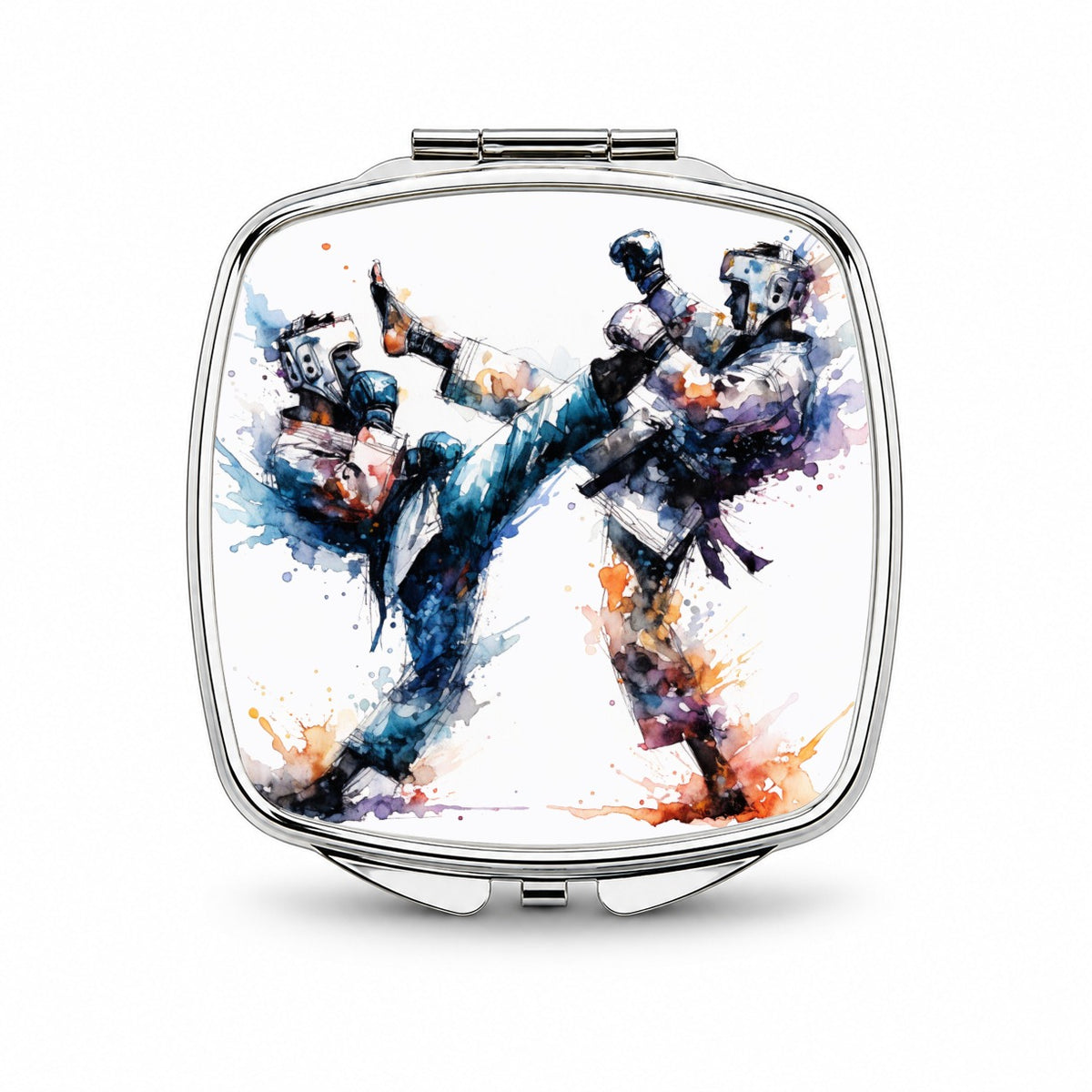 Taekwondo Karate Black Belt Sparring Small Travel Purse Handbag Pocket Makeup Compact Mirror