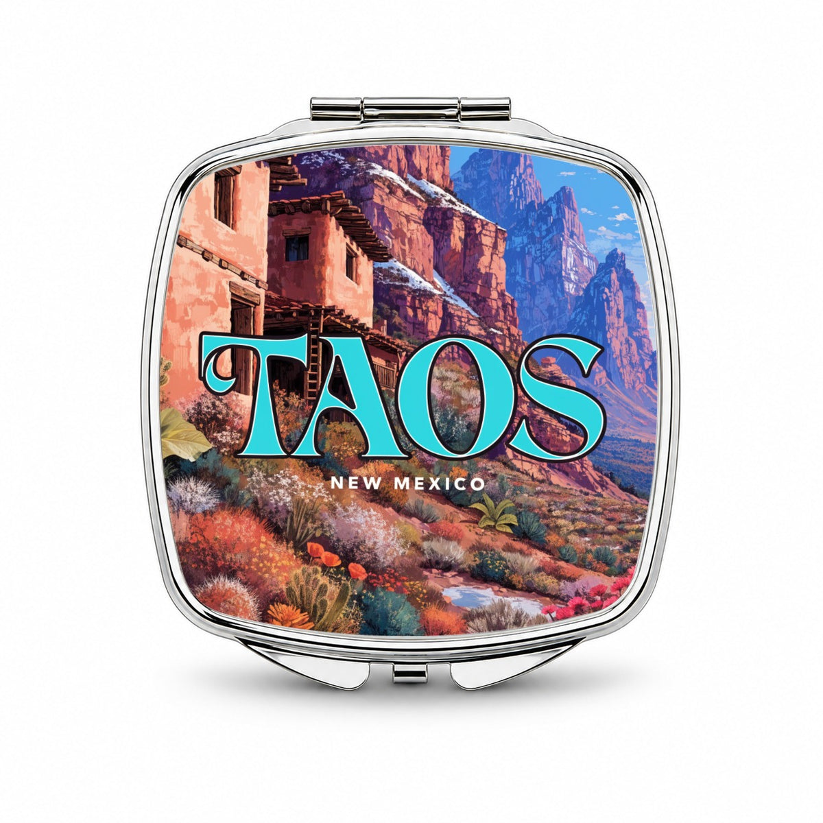 Taos New Mexico Travel Small Travel Purse Handbag Pocket Makeup Compact Mirror