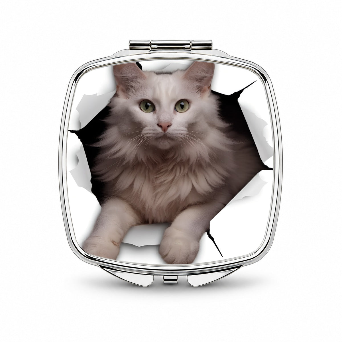 Turkish Angora Cat Breakout Small Travel Purse Handbag Pocket Makeup Compact Mirror