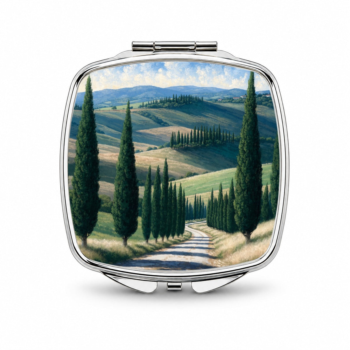 Tuscan Cypress Countryside Small Travel Purse Handbag Pocket Makeup Compact Mirror