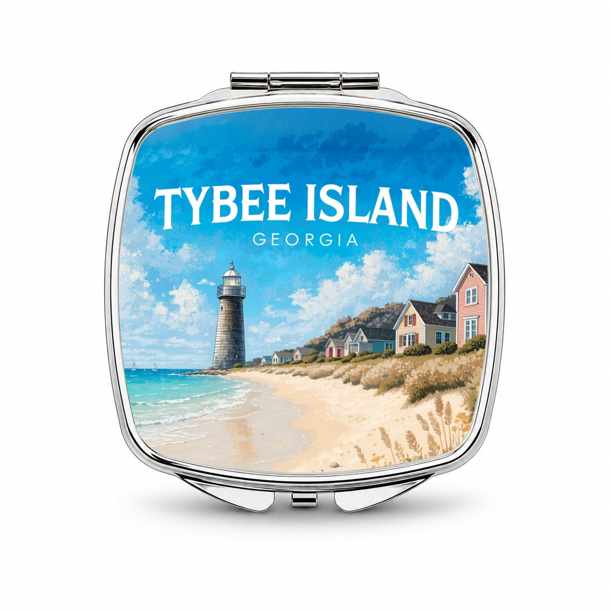 Tybee Island Georgia Travel Small Travel Purse Handbag Pocket Makeup Compact Mirror