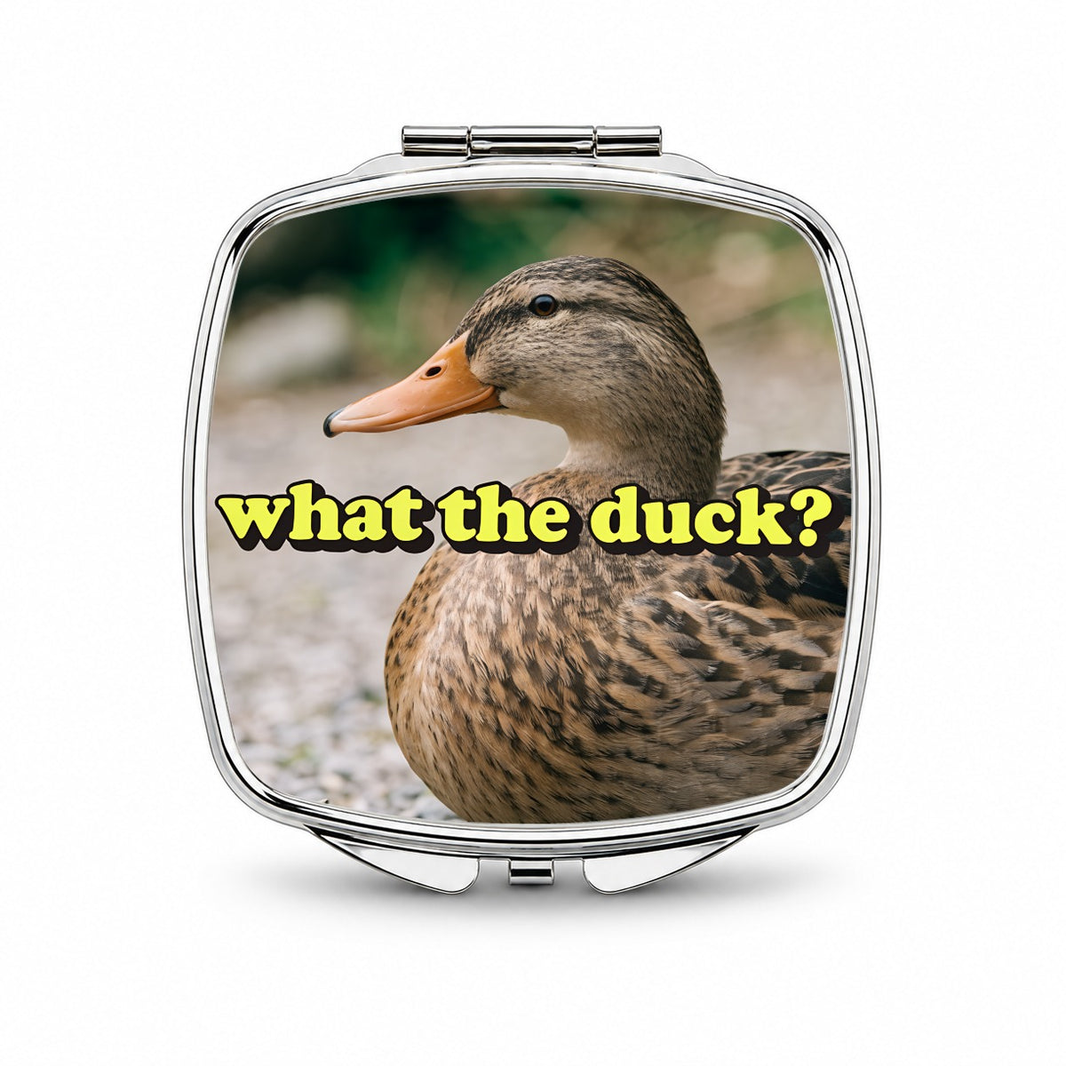 What The Duck Funny Small Travel Purse Handbag Pocket Makeup Compact Mirror