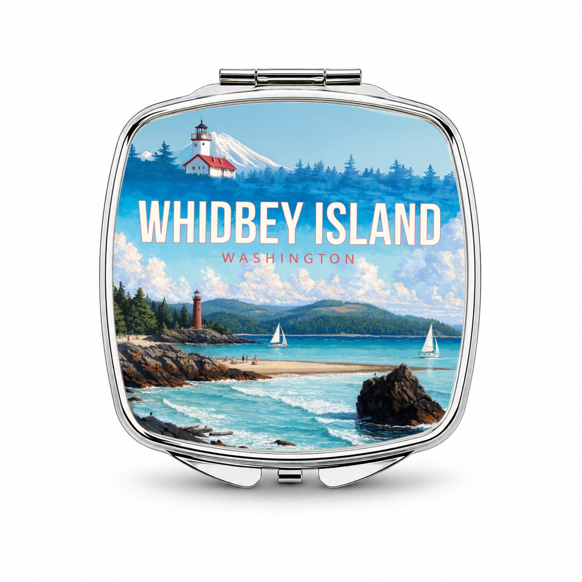 Whidbey Island Washington Travel Small Travel Purse Handbag Pocket Makeup Compact Mirror