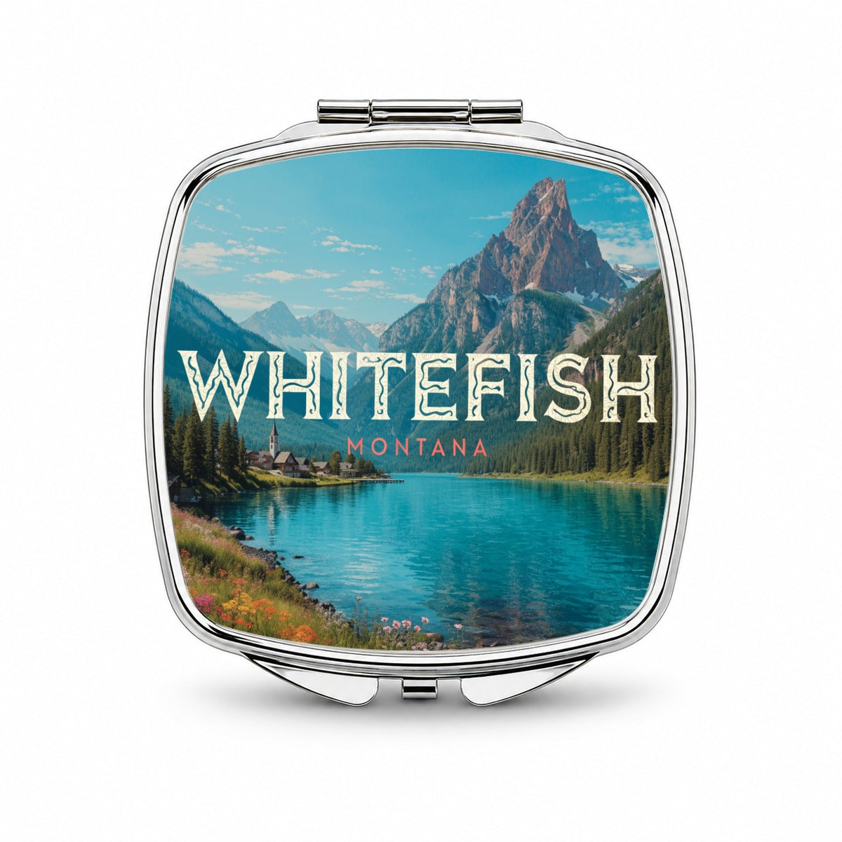 Whitefish Montana Travel Small Travel Purse Handbag Pocket Makeup Compact Mirror
