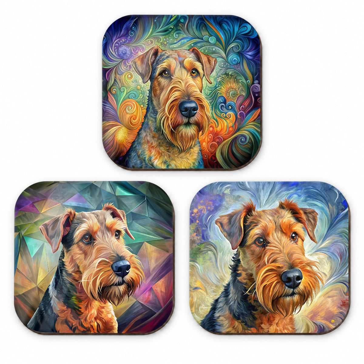 Airedale Terrier Dog French Art Fridge Magnet Set