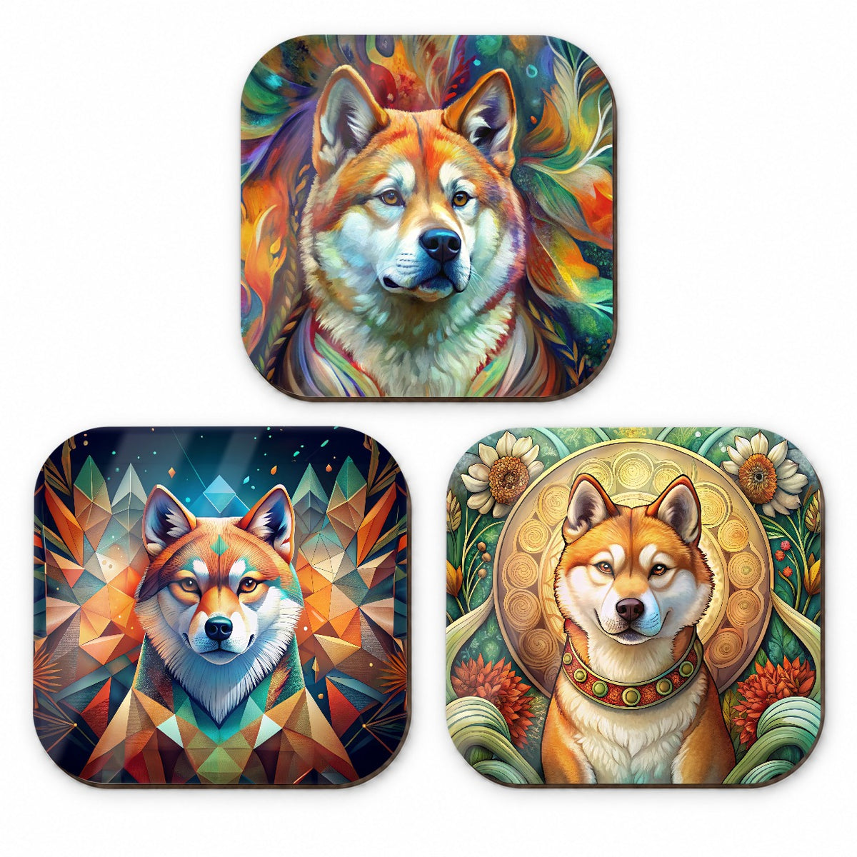 Akita Dog Abstract Art Fridge Magnet Set