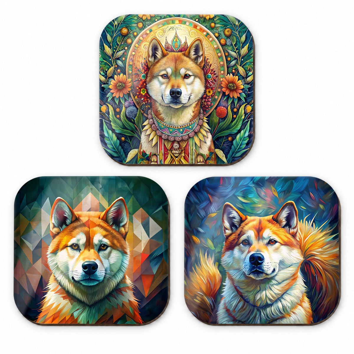 Akita Dog French Art Fridge Magnet Set
