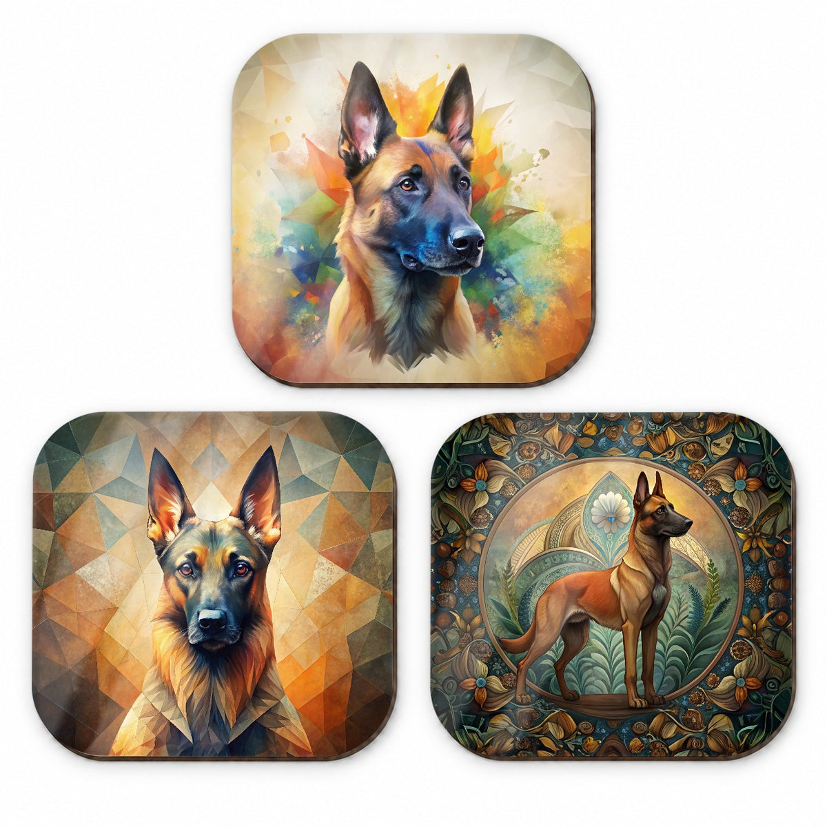 Belgian Malinois Dog Abstract Art Fridge Magnet Set