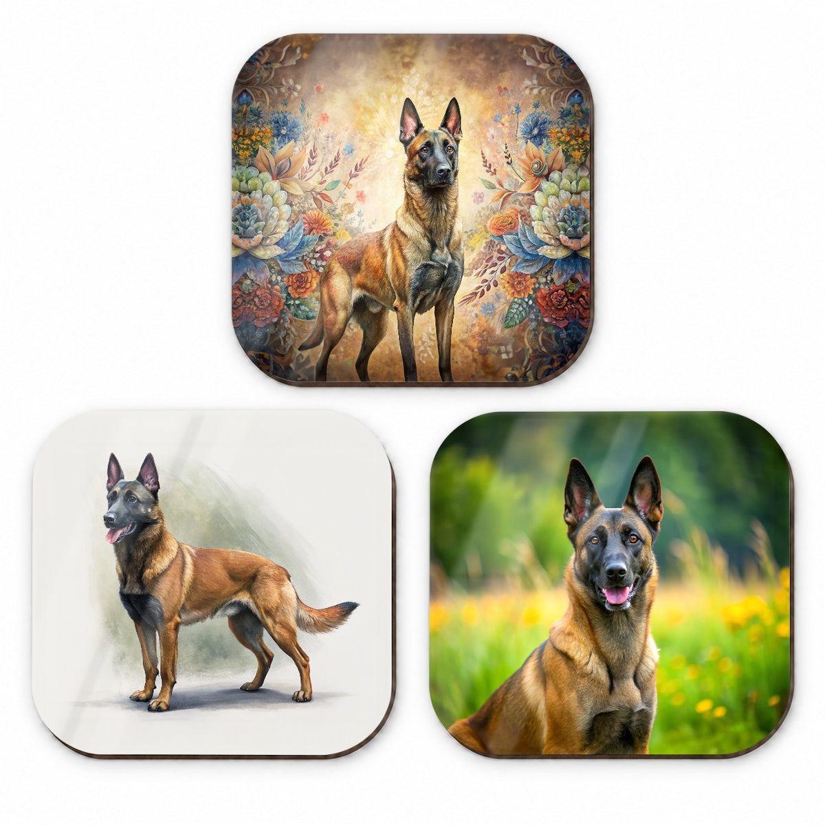 Belgian Malinois Dog Photo Illustration Fridge Magnet Set