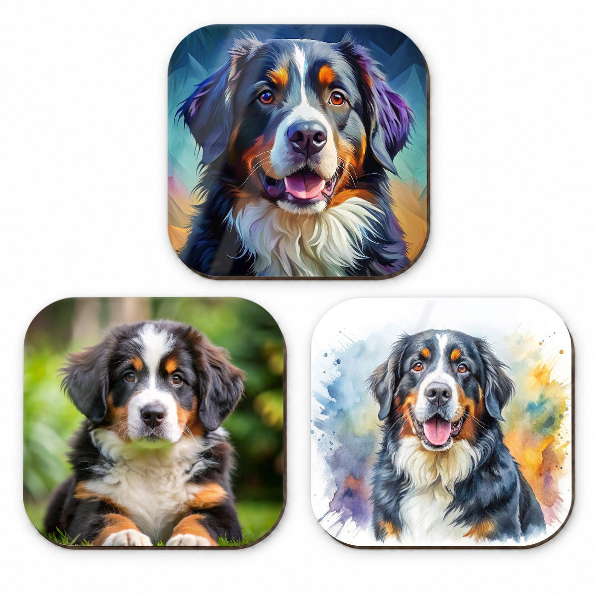 Bernese Mountain Dog Modern Photo Art Fridge Magnet Set