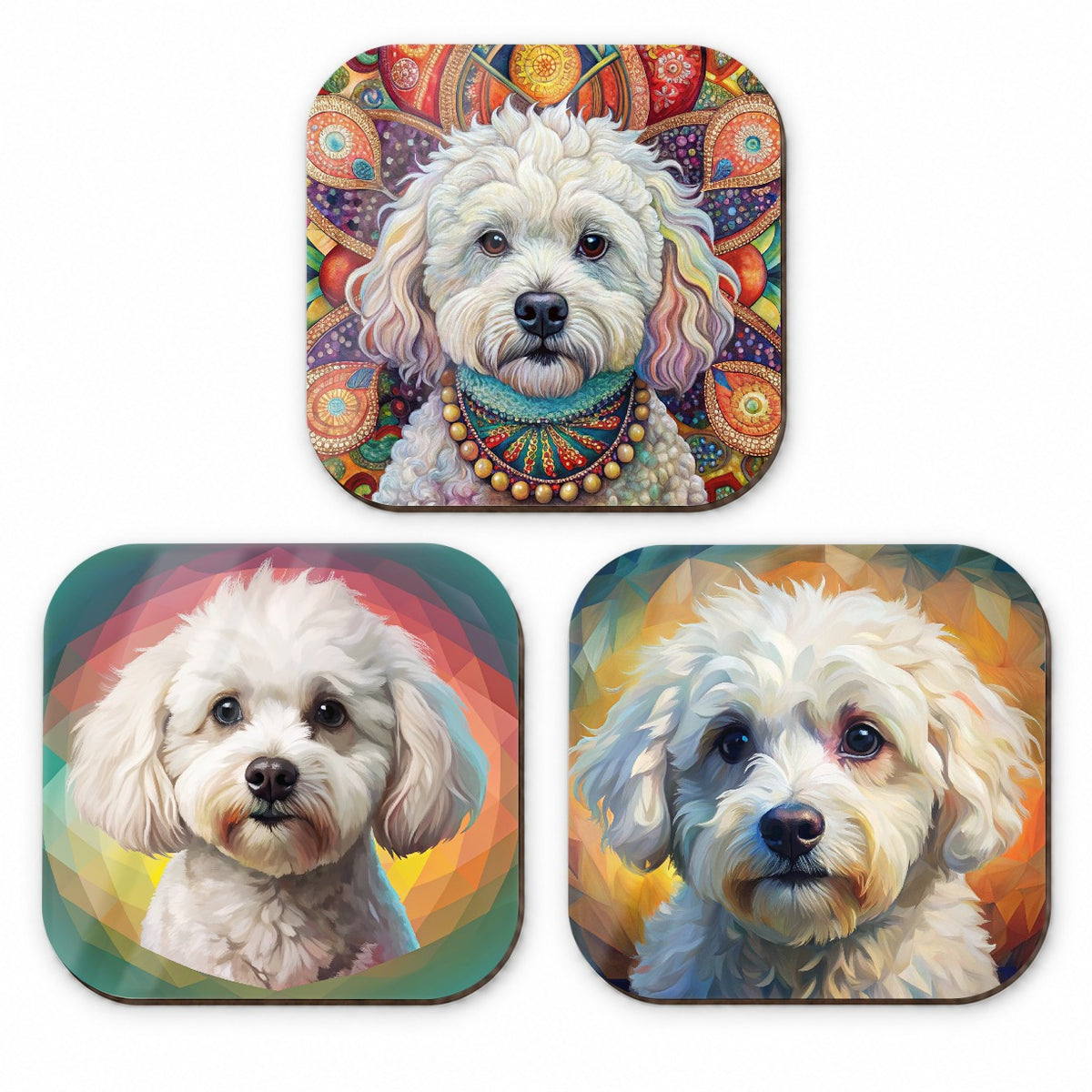 Bichon Frise Dog French Art Fridge Magnet Set
