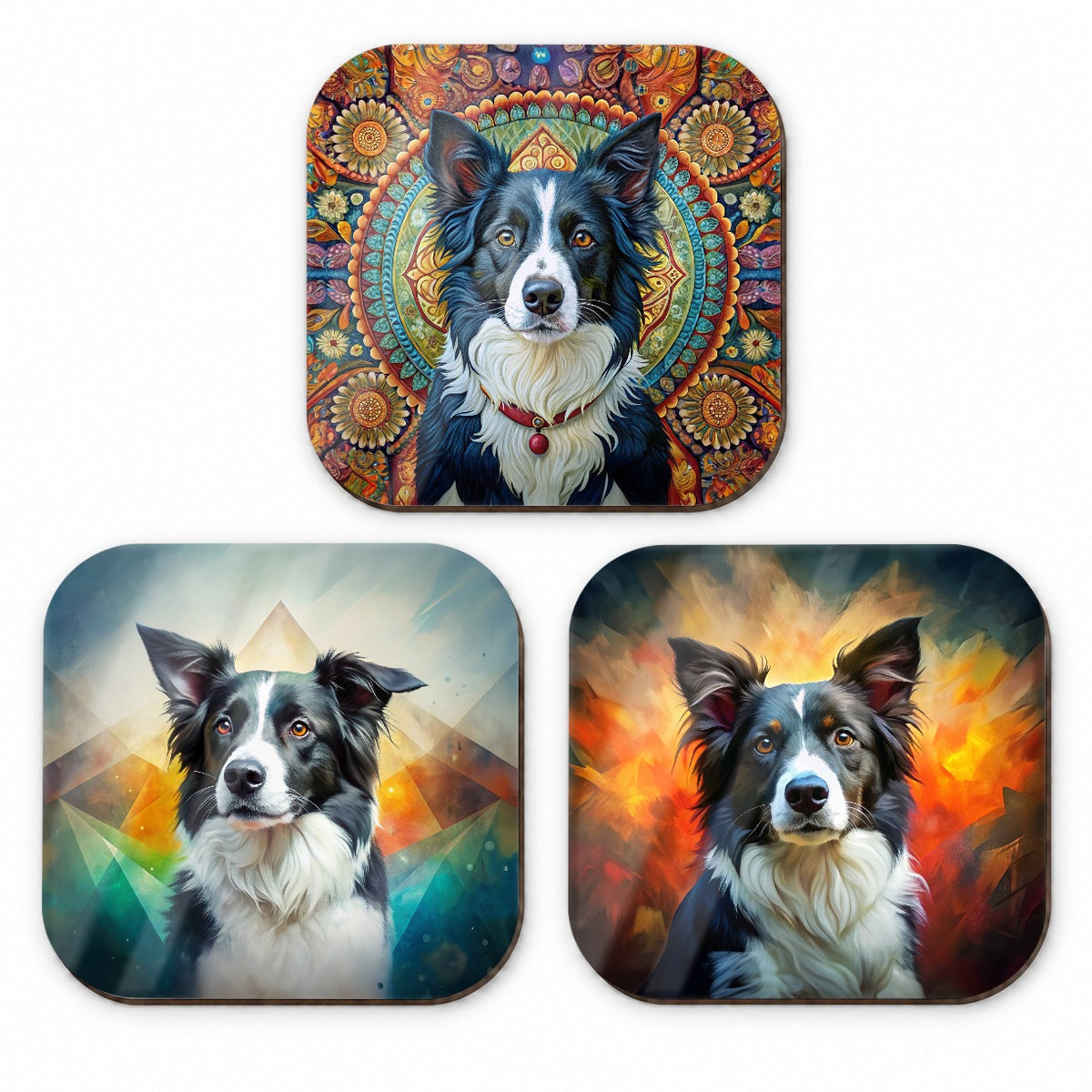 Border Collie Dog French Art Fridge Magnet Set