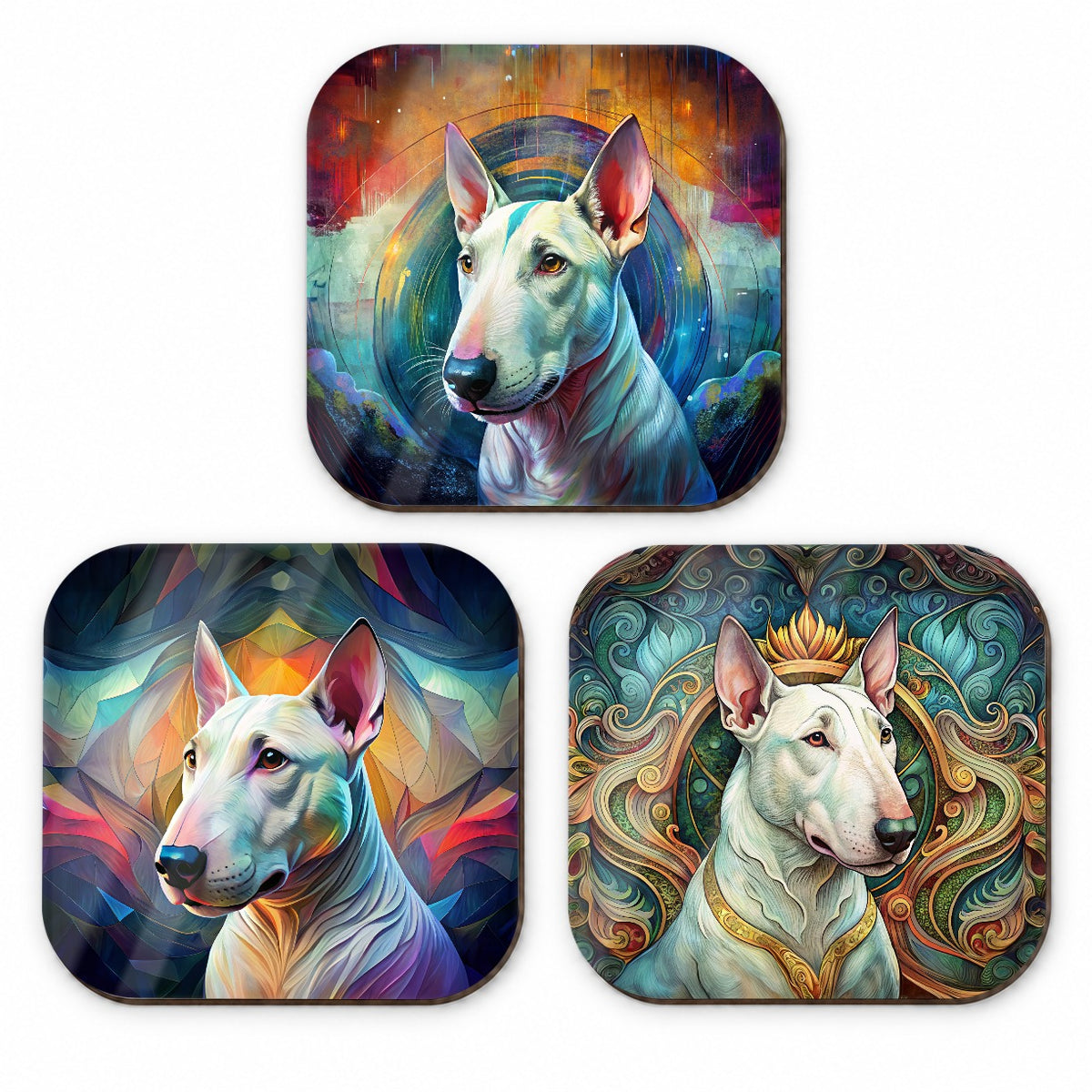 Bull Terrier Dog Abstract Art Fridge Magnet Set