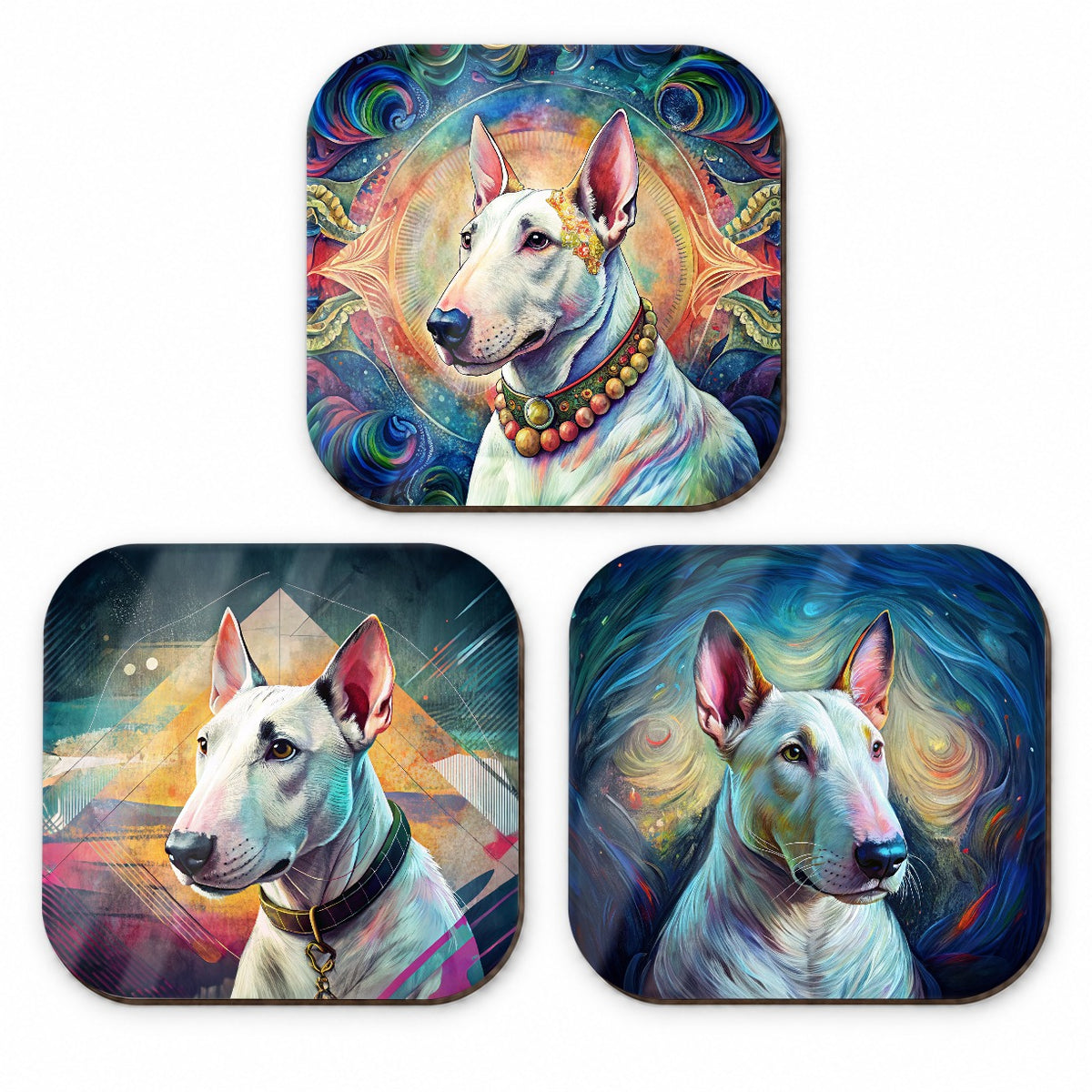 Bull Terrier Dog French Art Fridge Magnet Set
