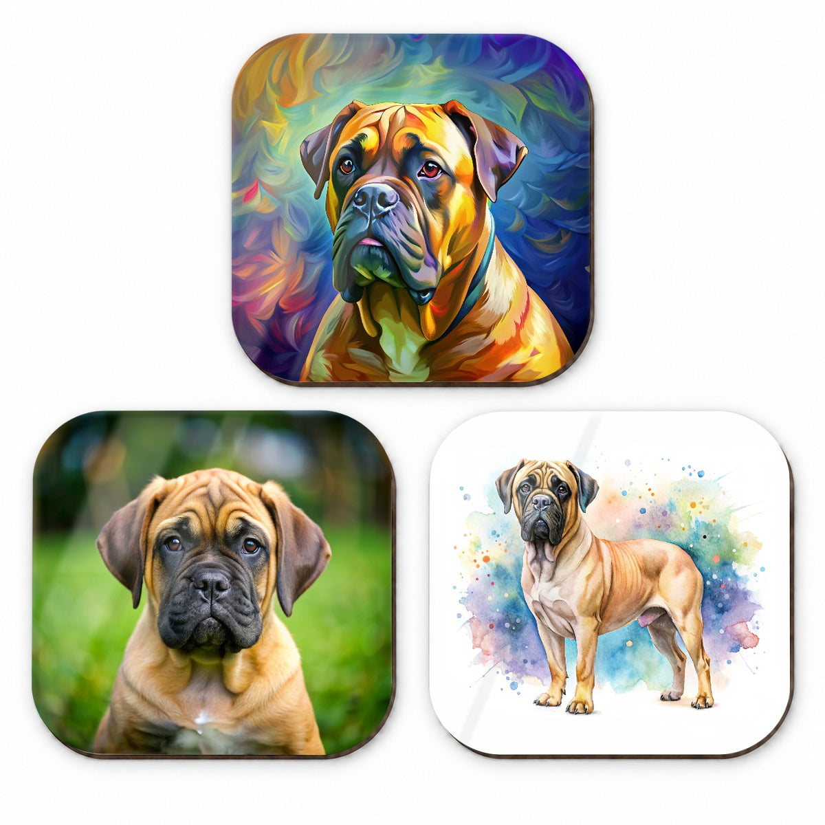 Bullmastiff Dog Modern Photo Art Fridge Magnet Set
