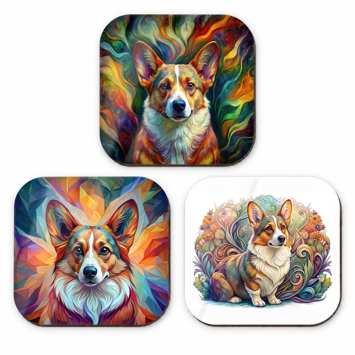 Cardigan Welsh Corgi Dog Abstract Art Fridge Magnet Set