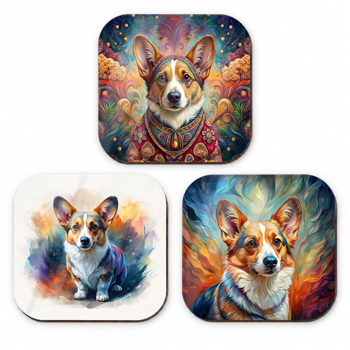 Cardigan Welsh Corgi Dog French Art Fridge Magnet Set