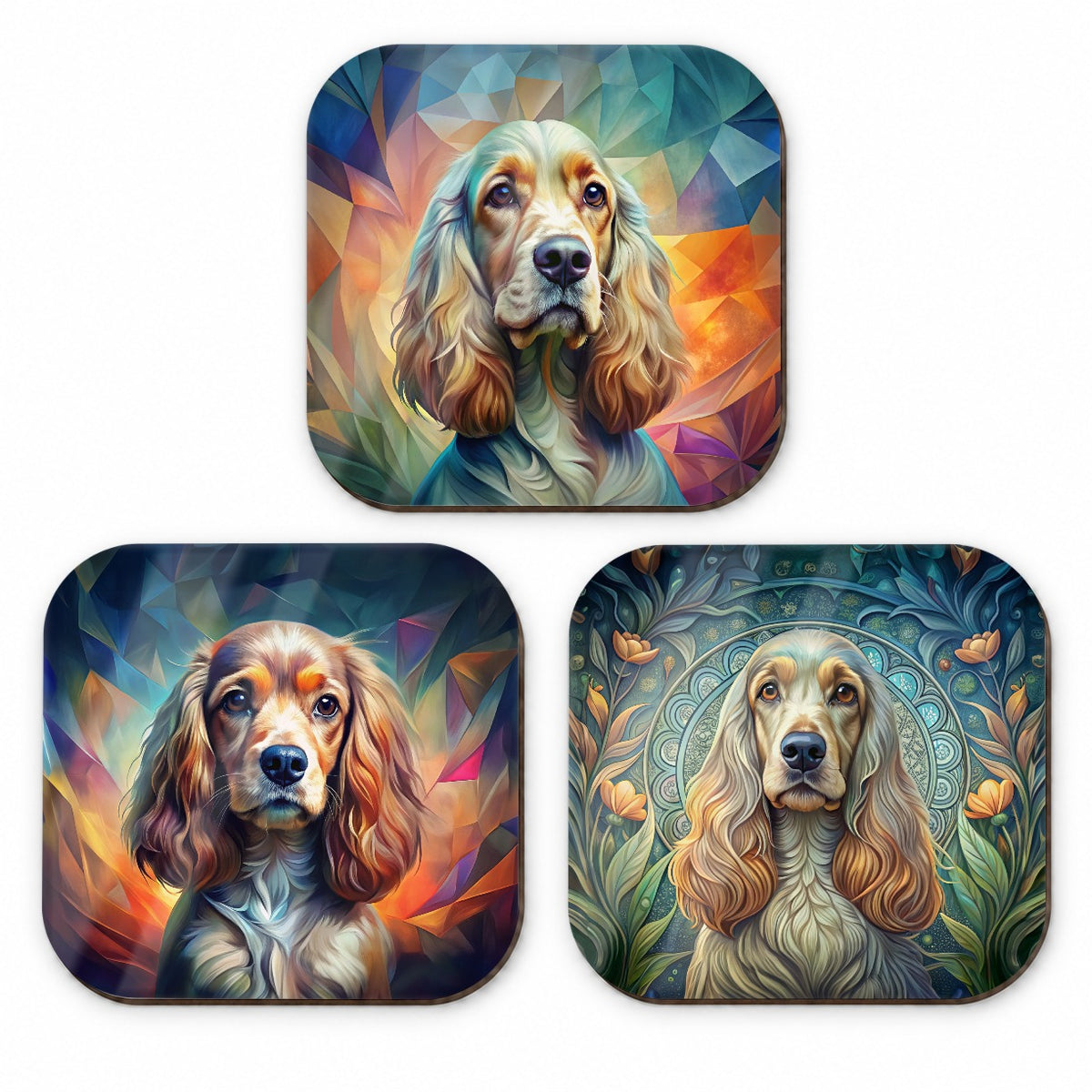 English Cocker Spaniel Dog Abstract Art Fridge Magnet Set