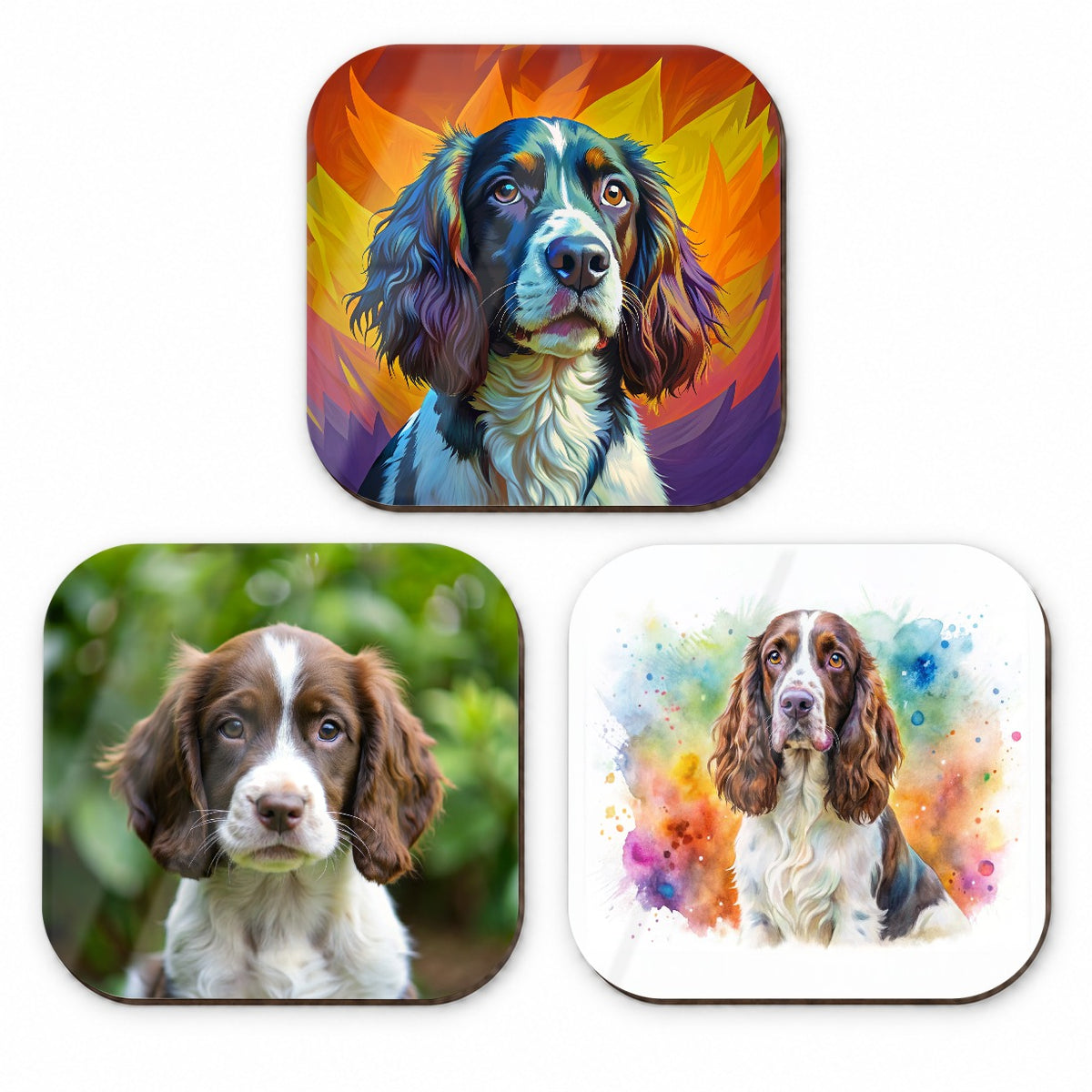 English Springer Spaniel Dog Modern Photo Art Fridge Magnet Set