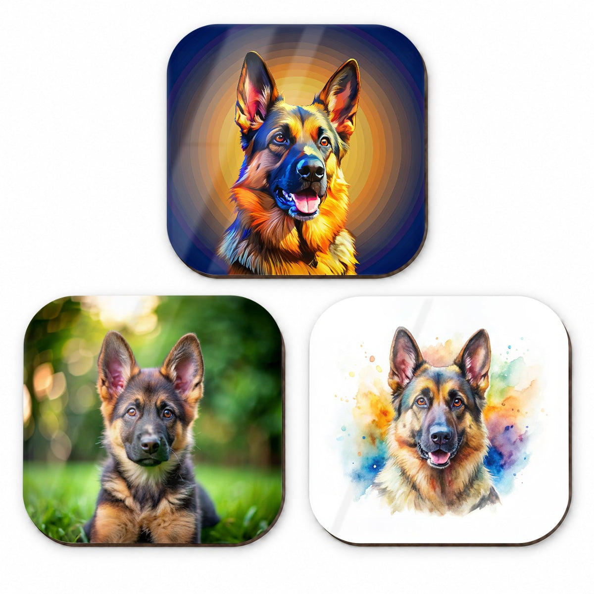 German Shepherd Dog Modern Photo Art Fridge Magnet Set