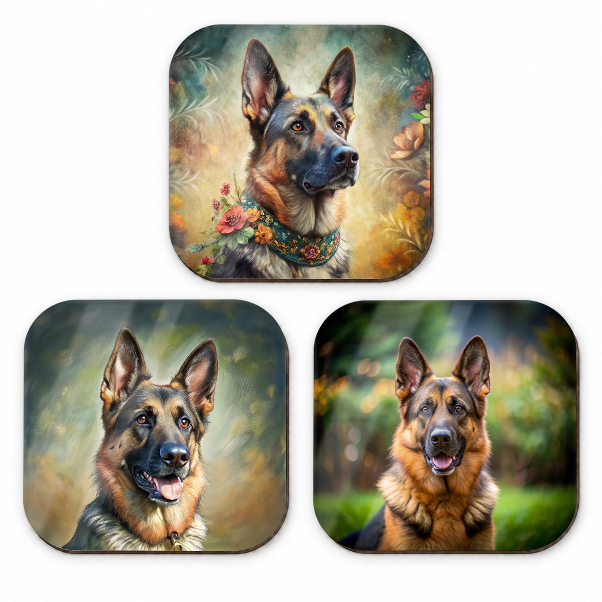 German Shepherd Dog Photo Illustration Fridge Magnet Set
