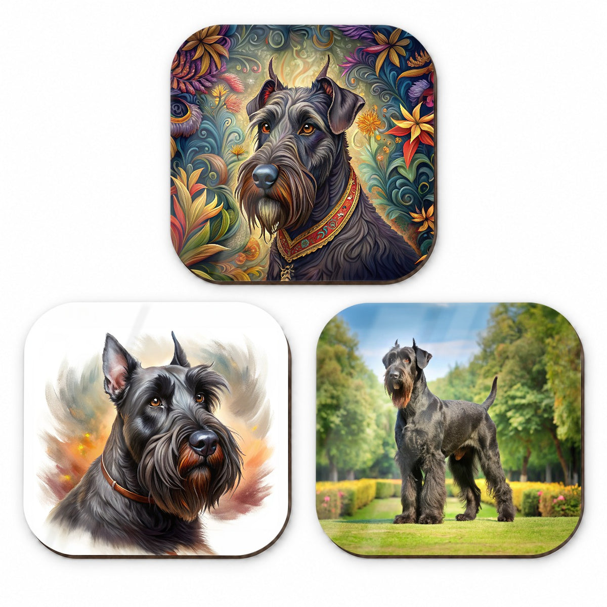 Giant Schnauzer Dog Photo Illustration Fridge Magnet Set