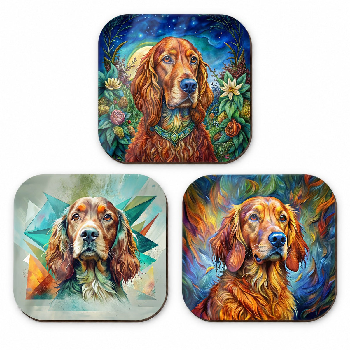 Irish Setter Dog French Art Fridge Magnet Set