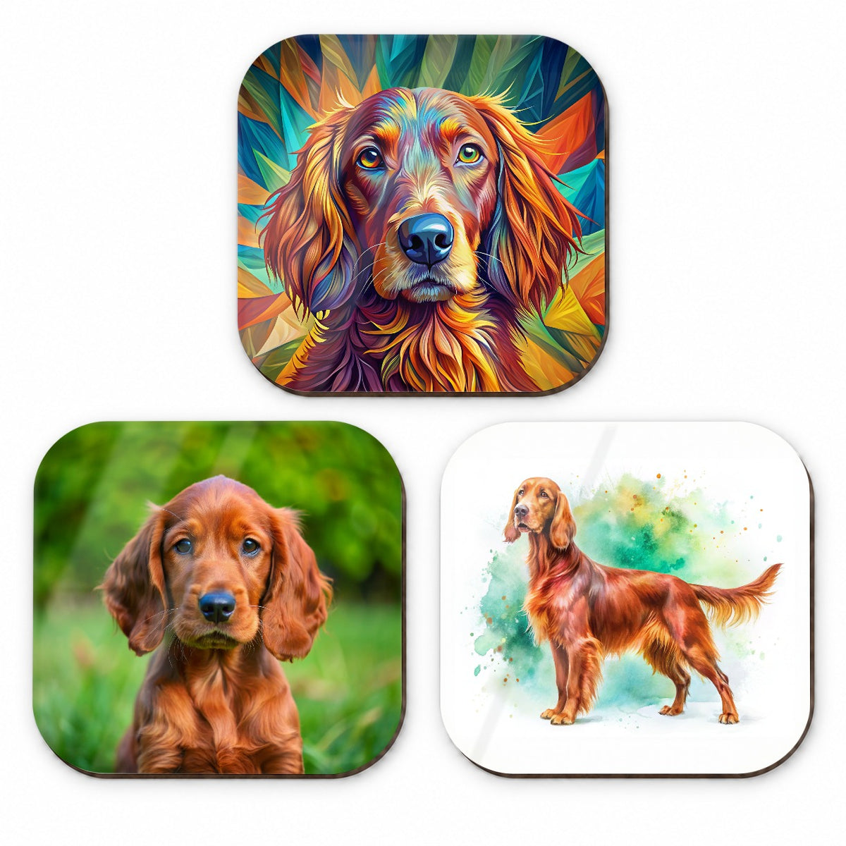 Irish Setter Dog Modern Photo Art Fridge Magnet Set