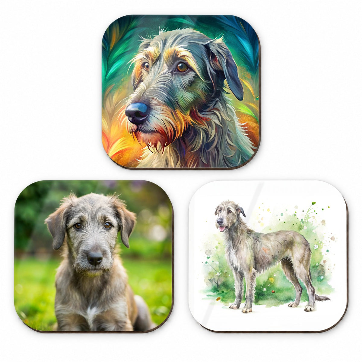 Irish Wolfhound Dog Modern Photo Art Fridge Magnet Set
