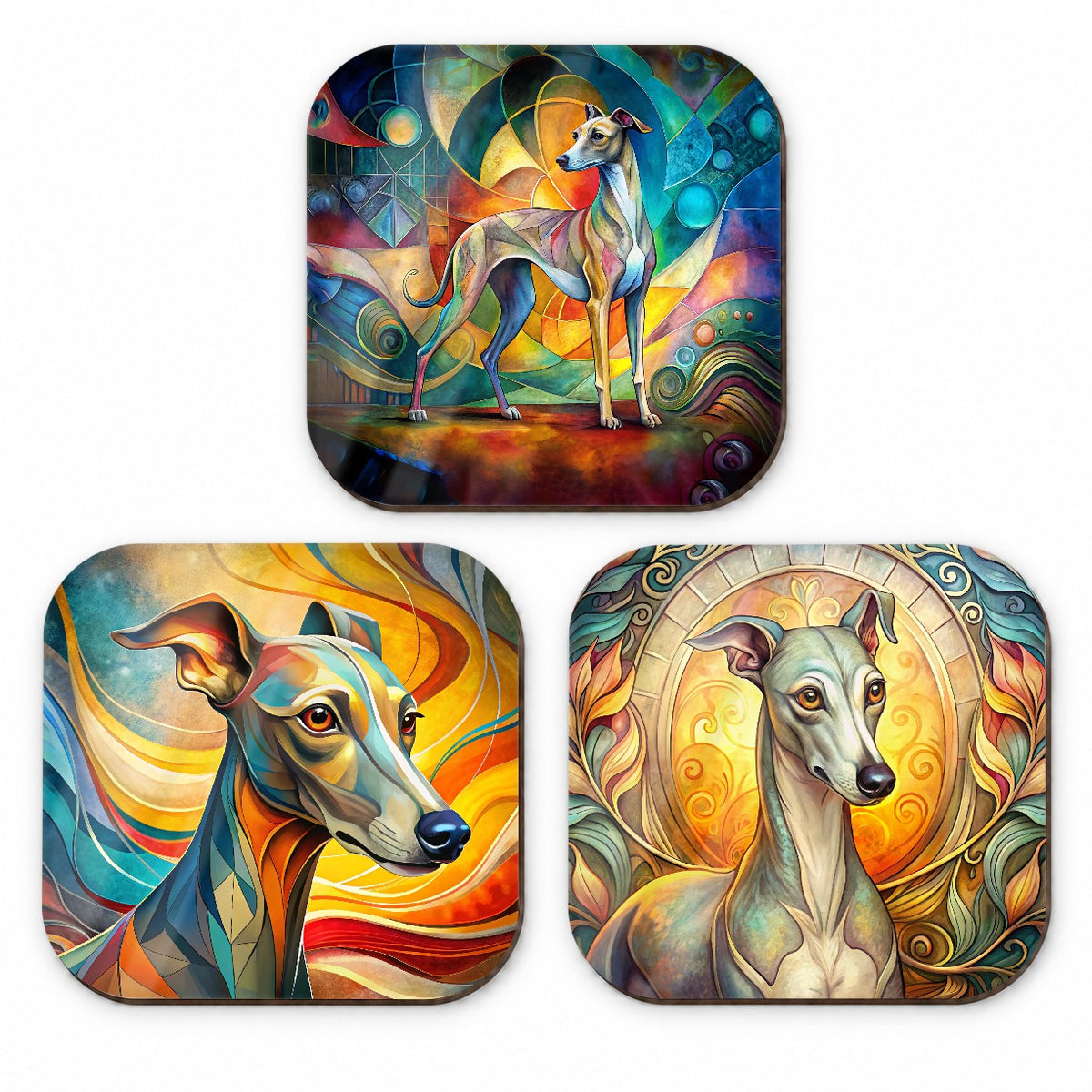 Italian Greyhound Dog Abstract Art Fridge Magnet Set