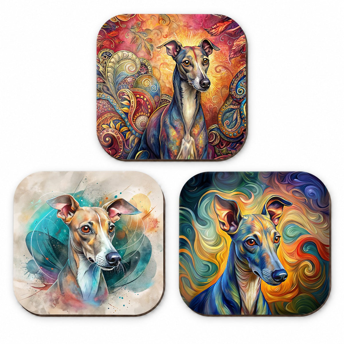 Italian Greyhound Dog French Art Fridge Magnet Set